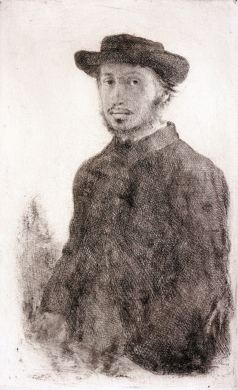 Autoportrait. Gravure   Edgar Degas