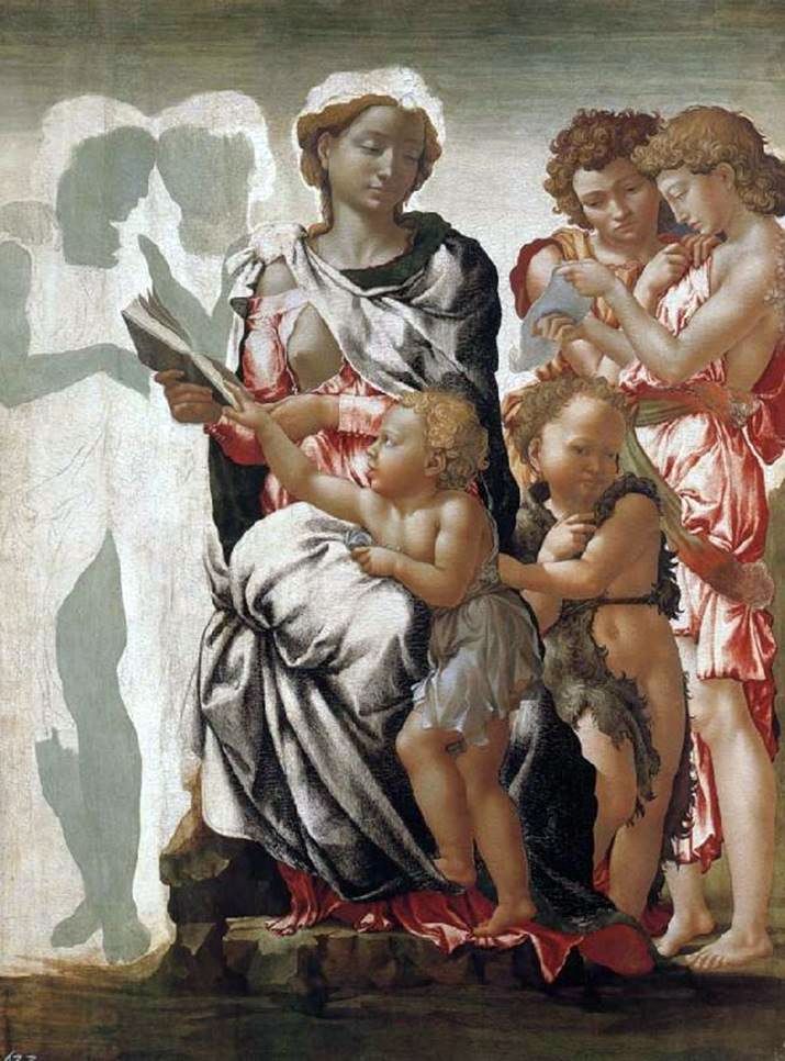 Vierge à lenfant, Jean Baptiste et les anges   Michelangelo Buonarroti