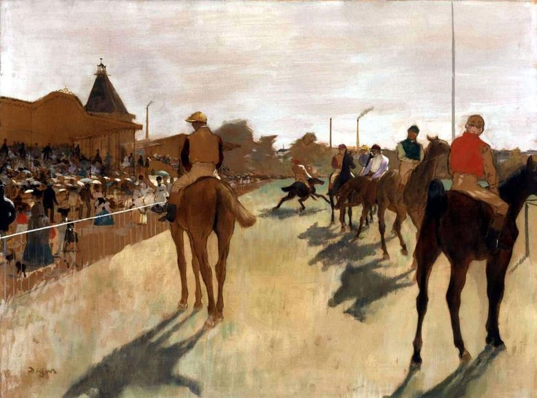 Jockeys devant le podium   Edgar Degas