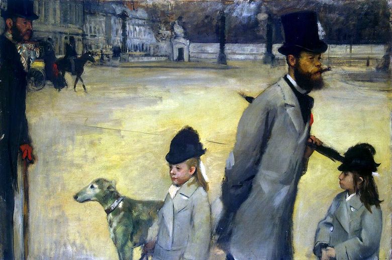 Portrait du vicomte Lepic avec ses filles   Edgar Degas