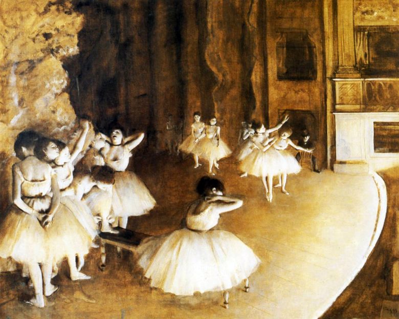 Répétition de ballet sur scène   Edgar Degas