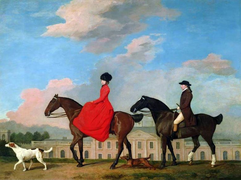 Portrait de cheval de John Masters et Sophia Master dans le Quick Hall   George Stubbs