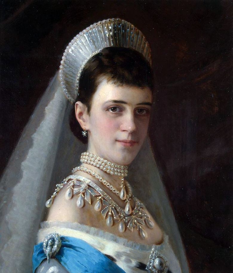 Portrait de limpératrice Maria Fyodorovna dans une robe perlée   Ivan Kramskoy