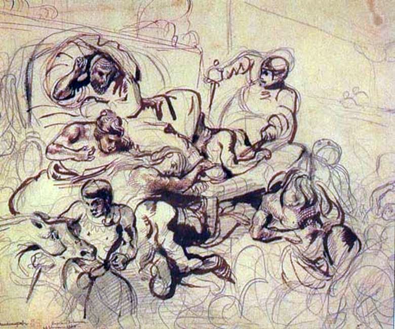 Esquisse pour le tableau Mort de Sardanapalas   Eugene Delacroix