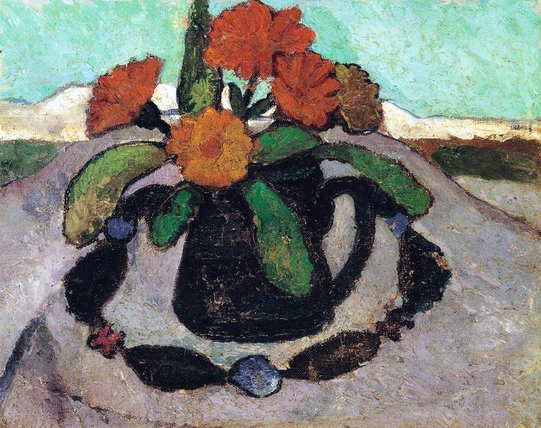 Nature morte aux roses sur fond de paysage   Paula Moderson Becker