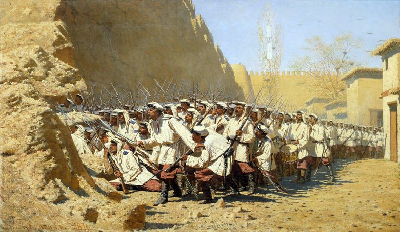 Au mur de la forteresse. Laissez les entrer   Vasily Vereshchagin