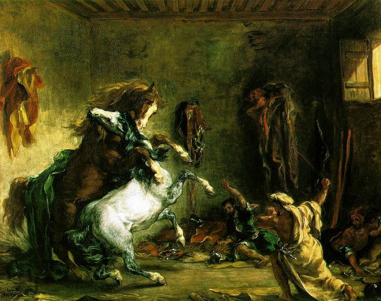 Combat des chevaux arabes   Eugene Delacroix