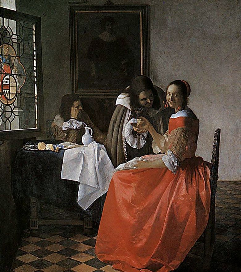 Dame et deux cavaliers   Jan Vermeer