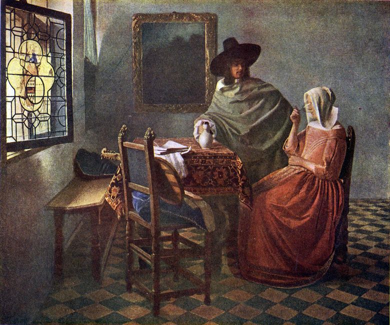 Cavalier traitant une dame avec du vin   Jan Vermeer
