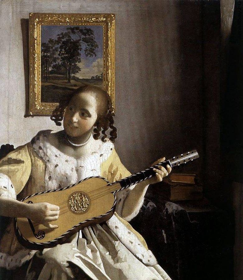 Jeune femme avec une guitare   Jan Vermeer