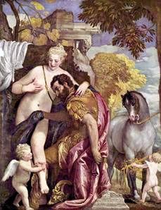 Vénus et Mars connectés par Cupidon   Paolo Veronese