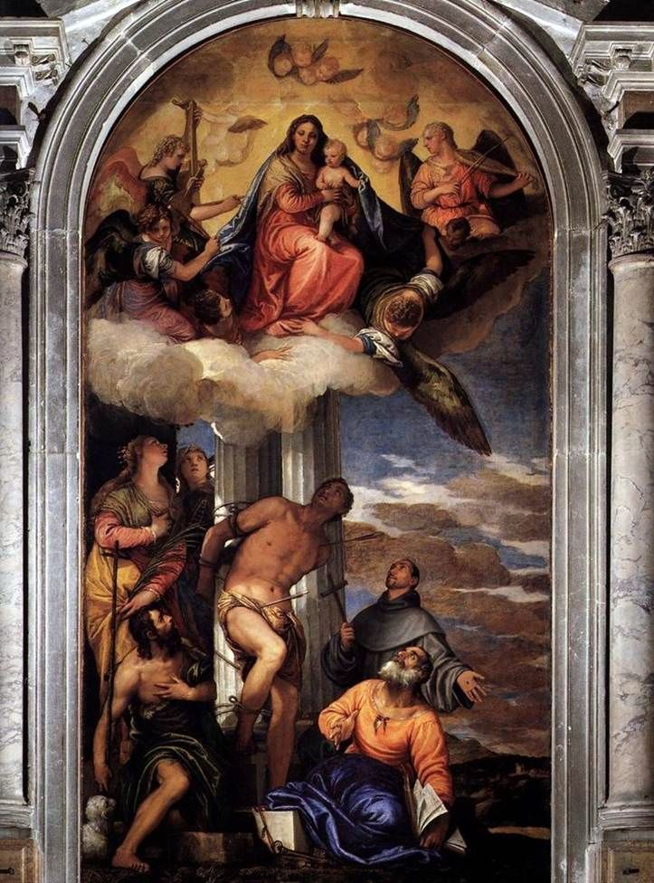 Vierge en gloire avec saint Sébastien et les autres saints   Paolo Veronese