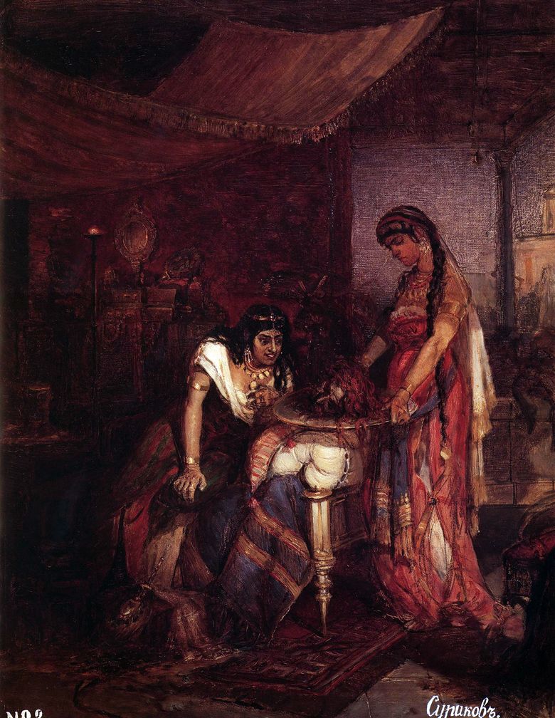 Salomé apporte la tête de Jean le Baptiste à sa mère Iorodiada   Vasily Surikov