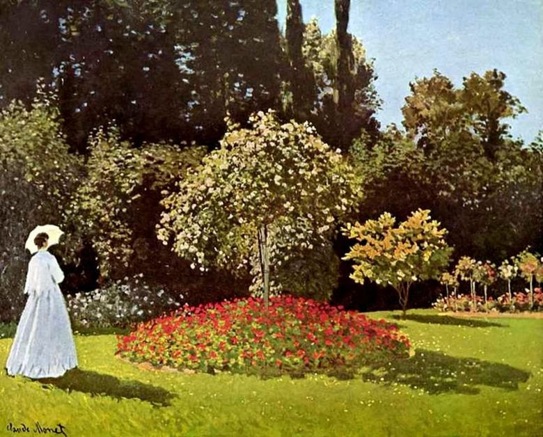 Dame au jardin de Saint Adresse (Jeanne Margarita Lekadr au jardin)   Claude Monet