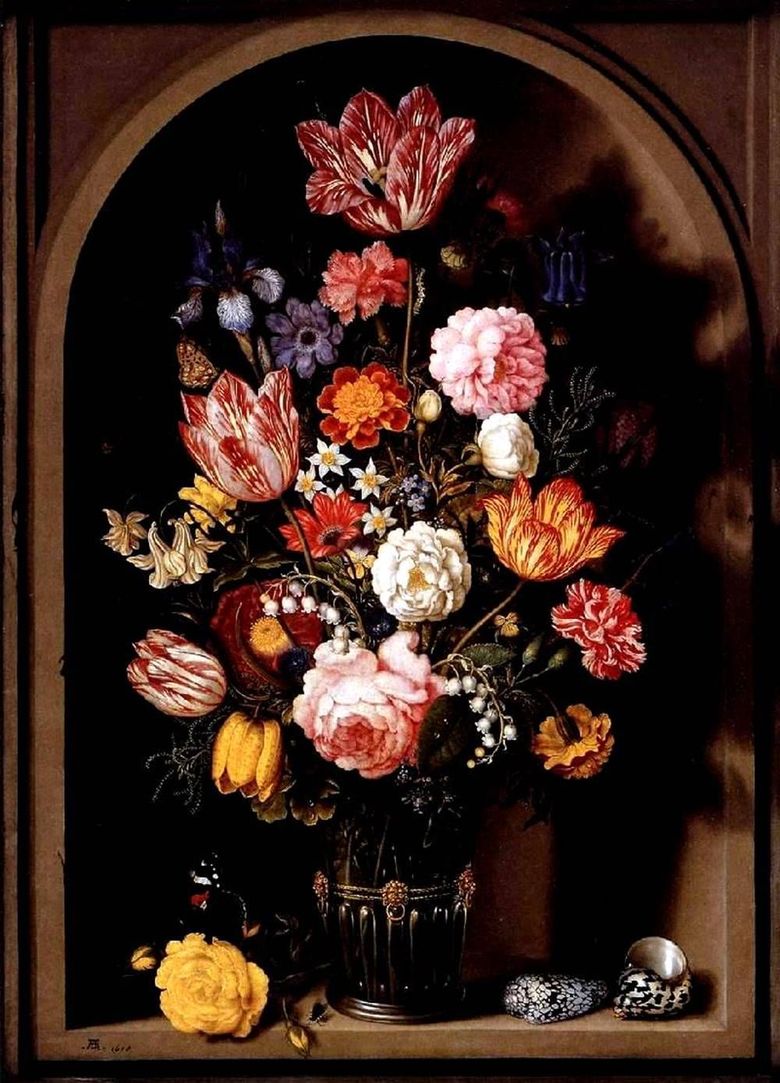 Bouquet de fleurs dans un vase   Ambrosius Boshart