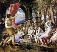 Actéon espionnant le bain de Diana   Titian Vecellio