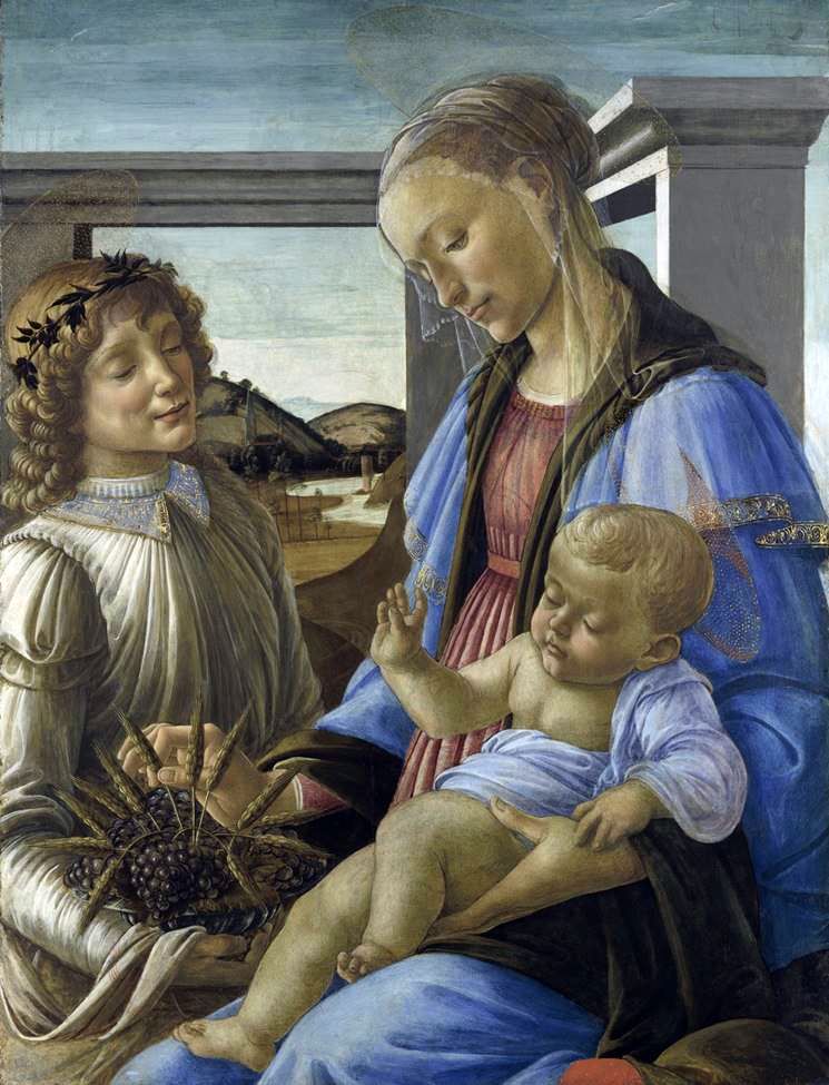 Vierge à lenfant avec un ange (Vierge de lEucharistie)   Sandro Botticelli