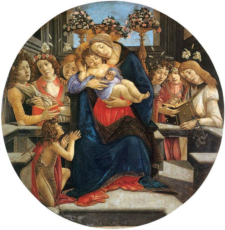 Vierge à lenfant avec des anges et saint Jean Baptiste   Sandro Botticelli