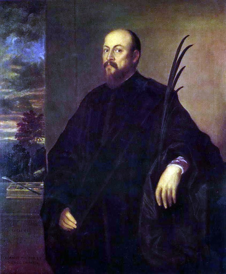 Portrait dun artiste avec une feuille de palmier   Titian Vecellio