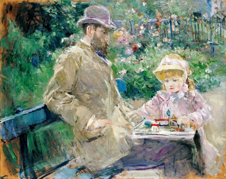 Eugene Manet avec sa fille à Bougival   Berthe Morisot