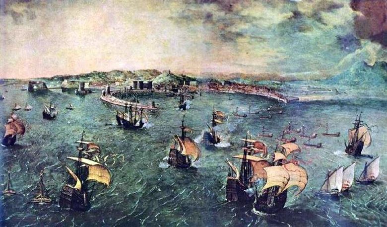 Bataille navale dans le golfe de Naples   Peter Brueghel