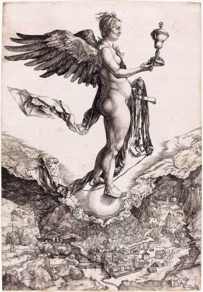 Némésis ou déesse du destin. Gravure   Albrecht Durer