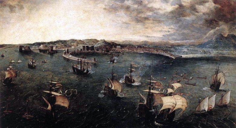 Bataille navale du port de Naples   Peter Brueghel