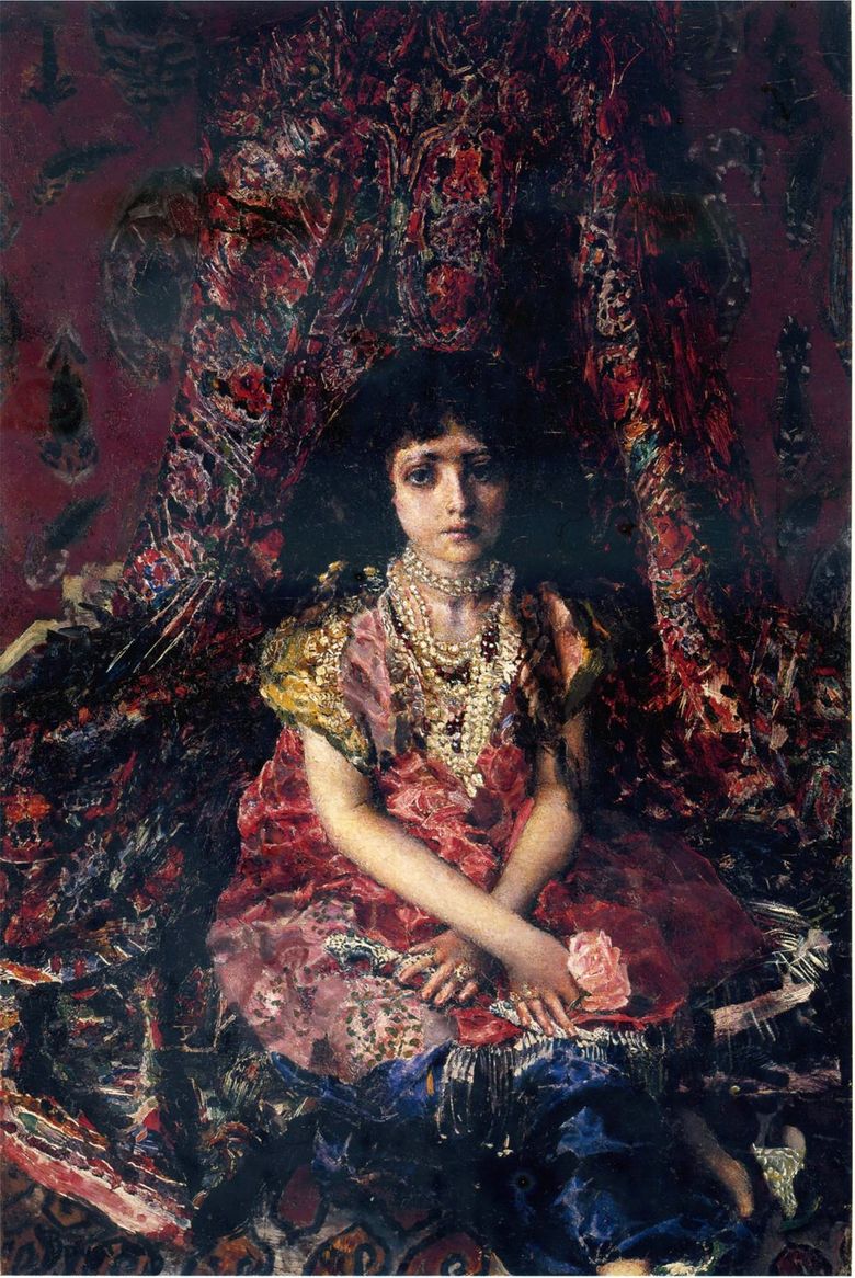 La fille sur le fond du tapis persan   Mikhail Vrubel