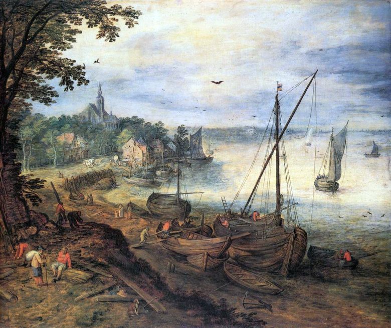 Paysage fluvial avec bûcherons   Jan Brueghel