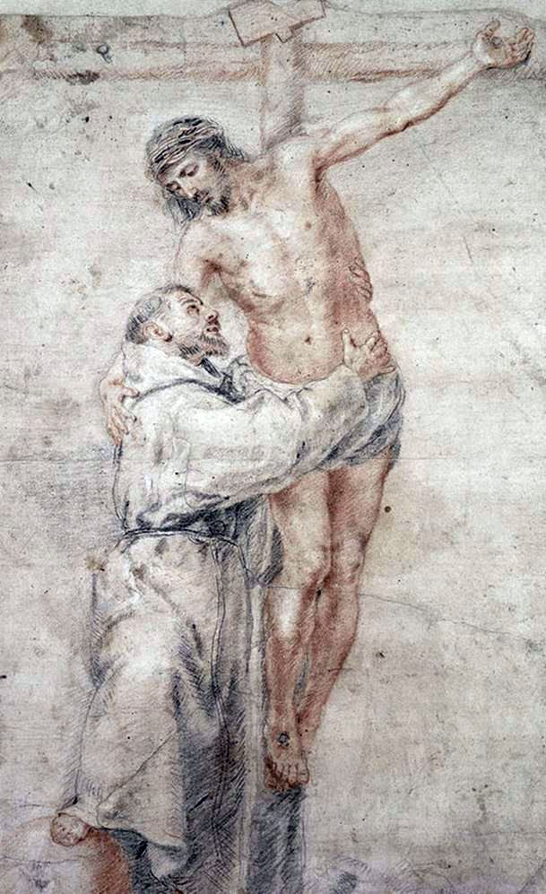 Saint François embrassant le Christ   Bartolome Esteban Murillo